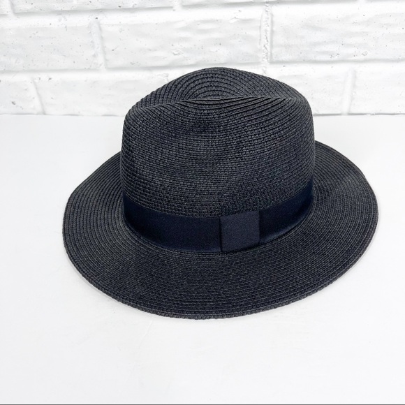 Black Paper Fedora Beach Hat - Picture 1 of 7